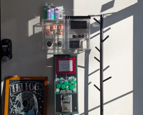 gumball machine and coat rack