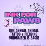 Ink for Paws annual animal tattoo and piercing fundraiser promotional cover banner for Neon Tattoos and SCAAR.