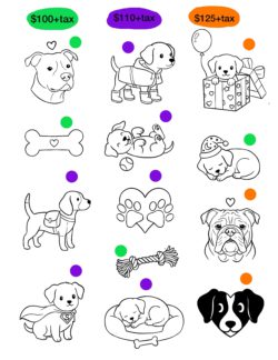 Custom animal and pet-themed tattoo flash sheet for the Neon Tattoos and SCAAR charity fundraiser event.
